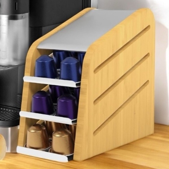 IBXY Nespresso Coffee Capsule Storage Holder for 30 Pods, Bamboo Three Tier NWT - Picture 2 of 6